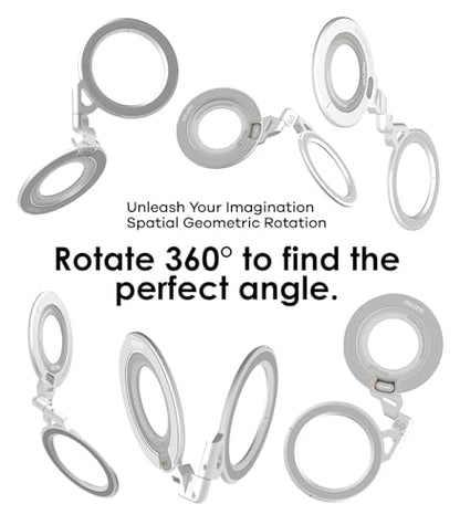 Aulumu G09 Magnetic Ring Grip | Omnidirectional Rotation | MagSafe Compatible | Aluminium Alloy Construction | Stable Dual-Sided Magnetic Attachment | Includes Handle Ring Phone Stand- Black - color: Black
