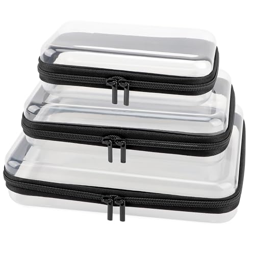 YOPCDJ 3 Pack Clear Hard Shell Zipper Case, Clear Zipper Pouches Waterproof Makeup Organizer & Travel Toiletry Bag, Diaper Bag Organizing Pouches, Plastic Pouch for Office Home Storage, LMS,Blcak - color: Black, size: L+M+S