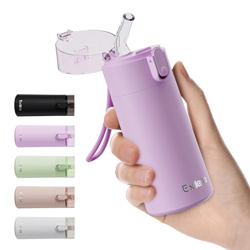 5oz Small Water Bottles with Straw, Mini Water Bottle with One-Hand Open Design, Leak-Proof Locking Lid for Hot&Cold Drinks, Small Travel Water Bottle - 100% Leakproof for School, Travel...(Lilac) - color: Lilac, size: 5.1 Ounces