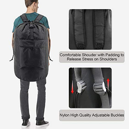BeeGreen Laundry Bag Backpack w Adjustable Shoulder Straps College Dorm Essentials w Drawstring Closure for Travel Camp Heavy Duty Laundry Hamper Backpack Portable w Handle Xlarge Black - color: Black, style: With Front Zipper Pocket