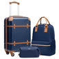 Coolife Luggage Set 3 Piece Suitcase Set Carry On Luggage Hardside Luggage TSA Lock Spinner Wheels Telescopic Handle (Navy, 3 piece set (BP/TB/20)) - color: Navy, size: 3 piece set (BP/TB/20)