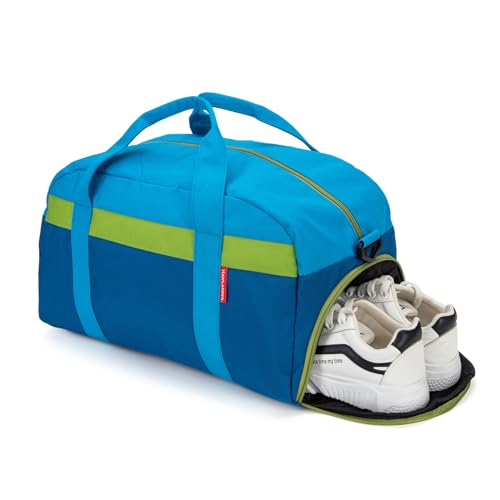 Kids Duffle Bag for Boys or Girls, Fit Sports Practice, or Overnight Travel Weekend (Blue) - color: Blue