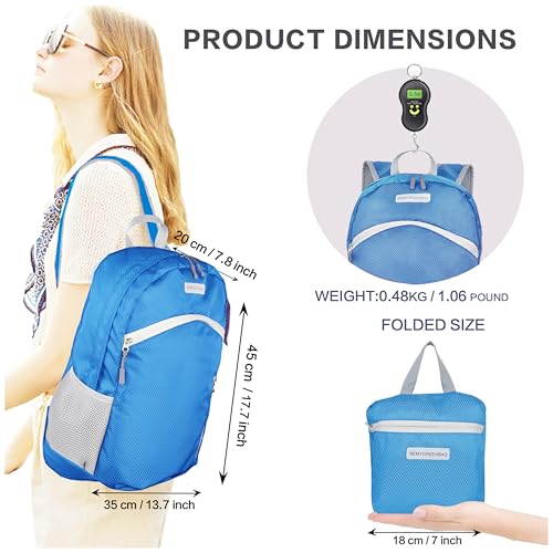 35L Foldable Waterproof Backpack For Outdoor Sports Travel Inside Wet Clothes Compartment Packable For Multiple - color: 1blue