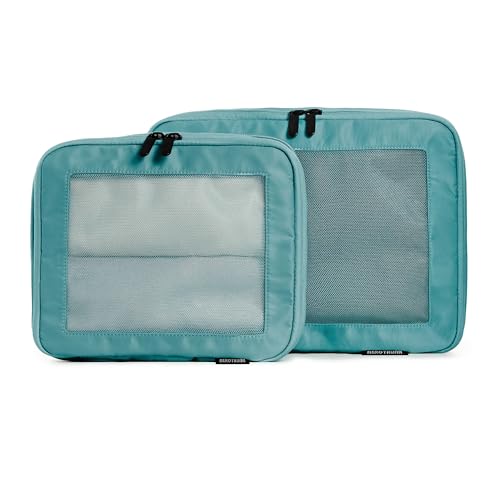 Aerotrunk Compression Packing Cubes for Travel - Luggage Organizer Bags - Double Zipper Packing Cubes for Suitcases (2-Pack, Teal) - color: Teal, size: 2-Pack