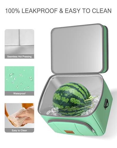 Rnivvi Lunch Box for Women, Double Decker Insulated Cooler Bag Lunch Bag Reusable Leakproof Tote Lunch Container with Strap for Work Family Picnic Hiking Camping, 18 Cans 12L, Large Adults, Green - color: Green
