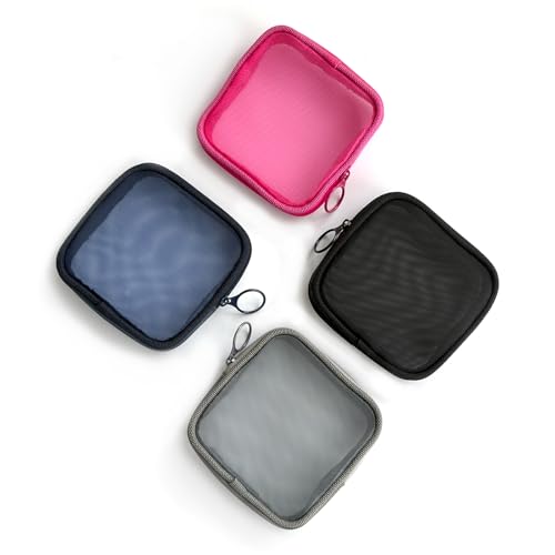 patu Mesh Travel Toiletry Bag, Transparent Standing Pouch, Portable Shaving Washing Kits Organizer, Personal Care Trip Case, 4 Packs, Size S - size: S, Color (4 pcs)