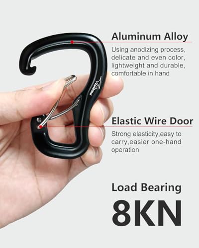 Heavy Duty Carabiner Clip Hook 8KN (1763 lbs), 2 PCS Ultra-Light Aluminum Caribeaners with Double Door D Ring Shape, for Hammock, Camping, Hiking, Backpacking, Dog Leash, Keychain Clip - style: 2Orange+2Blue