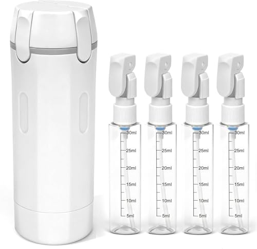 4 in 1 Travel Dispenser,4 Pack 30ML Travel Bottles for Toiletries,Refillable, Leak Proof and Portable,Suitable for Storing Shampoo, Shower Gel, Laundry Detergent, Suitable for Travel, Camping (White) - color: White