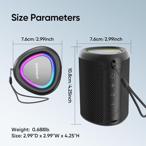 Portable Bluetooth Speaker Beach Essentials: Powerful Crystal Clear Sound/Dynamic Light/IPX5 Waterproof/All Day Playtime/Wireless BT 5.3/TWS Paring, Dad Gifts, Outdoor|Travel|Camping|Pool Accessories - color: Black