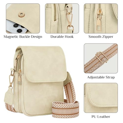 Fashion Small Crossbody Bags for Women Trendy Designer Cell Phone Purses Wallets with Card Holder Anti Theft Travel - color: Beige