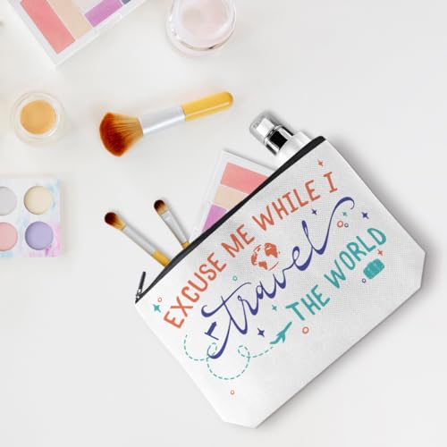 Funny Travel Gifts for Women Makeup Bag Travel Essentials Cosmetic Bags Toiletry Bag Flight Vacation Gifts for Sister Mom Travelers Girls Trip Birthday Mothers Day Anniversary - color: Travel