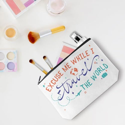 Funny Travel Gifts for Women Makeup Bag Travel Essentials Cosmetic Bags Toiletry Bag Flight Vacation Gifts for Sister Mom Travelers Girls Trip Birthday Mothers Day Anniversary - color: Travel