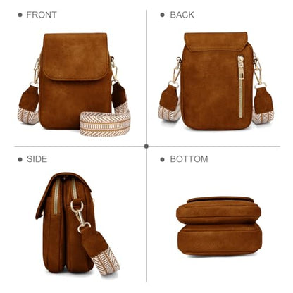 Fashion Small Crossbody Bags for Women Trendy Designer Cell Phone Purses Wallets with Card Holder Anti Theft Travel - color: Brown