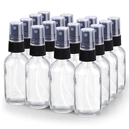 Wedama Spray Bottle, 2 oz Fine Mist Glass Spray Bottle, Little Refillable Liquid Containers for Watering Flowers Cleaning (16 Pack, Clear) - color: Clear, size: 2 Ounce (Pack of 16)