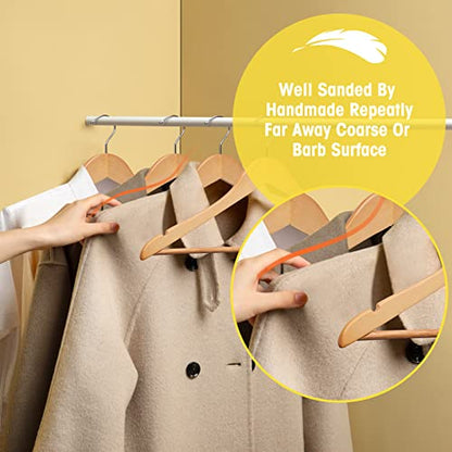 Wooden Hangers 30 Pack,Clothes Hanger for Daily Used,Smooth Finish Wood Hangers with Precisely Cut Notches,Coat Hangers, Heavy Duty Hanger for Shirt Suit Dress (Natural) - color: Natural