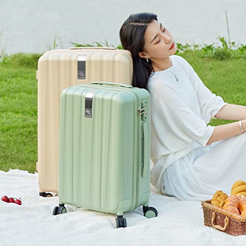 Hanke 24 Inch Luggage Suitcases With Spinner Wheels Lightweight PC Hard Shell Rolling Suitcase With Travel Lock,Checked-Medium 24-Inch(Bamboo Green) - color: Bamboo Green, size: Checked Medium 24 Inch