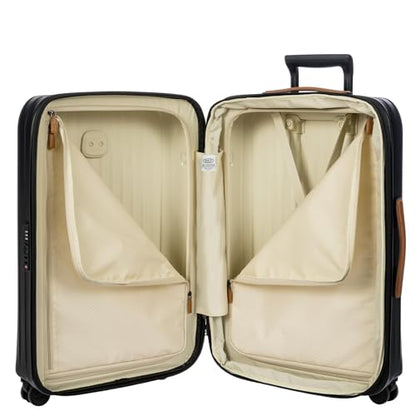 Bric's Taormina Ultra-Light Checked Luggage – Expandable Hard Shell Suitcase with TSA Lock, Anti-Tamper Zippers & 360 Spinner Mobility Wheels - 27 Inch, Black - color: Black, size: Checked-Medium