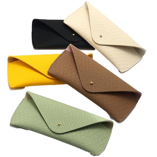 Portable Leather Glasses Case Anti-pressure Glasses Bag Coin Purse Storage Bag Suitable for Men and Women - color: Snake Print White