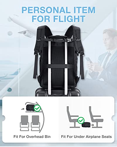 BAGSMART 40L Black Travel Laptop Backpack with Packing Cubes and Shoe Bag - color: Obsidian Black