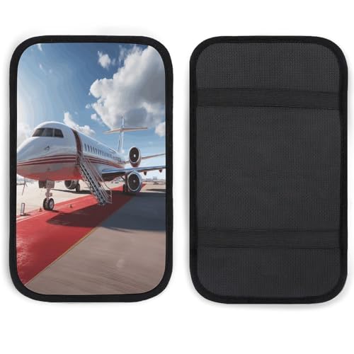 Red Carpet Airplane Car Center Console Cover Universal Waterproof Arm Rest Cover Car Armrest Cushion Cars Armrest Covers Protector Cars Interior Accessories for Most Vehicle SUV Truck