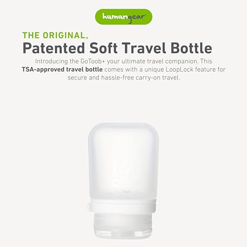 humangear GoToob+ (Small) | Refillable Silicone Travel Bottle | Locking Lid | Food-Safe Material | Clear, Small (1.7 fl.oz; 53ml) - color: Clear, size: 1.7 Ounces