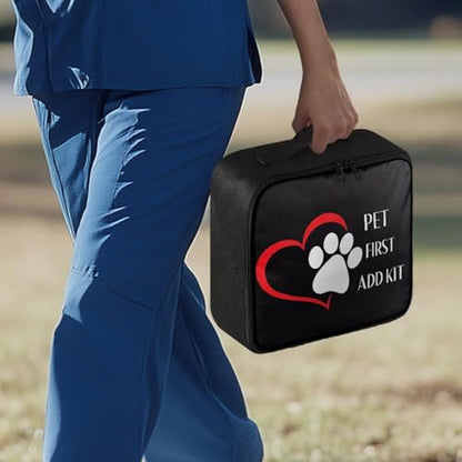 First Aid Kit Bag Pet Paw Hearts Print Empty Medic Bag for Pet Friendly Households and Outdoor Adventures Featuring Wear Resistant Material Breathable Construction Easy Access - color: Pet Paw Hearts