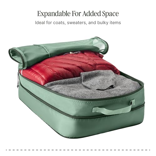 Eagle Creek Pack-It Reveal Expansion Cube - Adjustable Storage Expansion Cube for Travel - Durable Compression Zipper - Water-Resistant - Sustainable - Large - Willow Green - color: Willow Green
