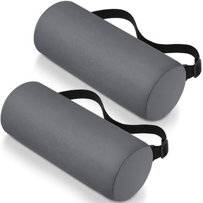 Wenqik 2 Pcs Lumbar Roll Support Pillow Low Back Lumbar Support Office Seat Cushion with Adjustable Strap and Washable Cover for Travel Gaming Chair Car Seat Pain Relief(Grey) - color: Grey