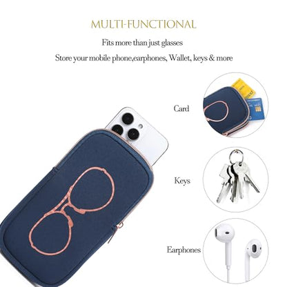 KKP Double Eyeglass Case | Sunglasses Cases with 2 Compartments - color: Navy