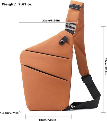 Anti Theft Travel Bag, One Shoulder Large Capacity Cross-body Bag Chest Fashion Lightweight Sling Bags for Travel Sports - color: Brown, style: Right Shoulder