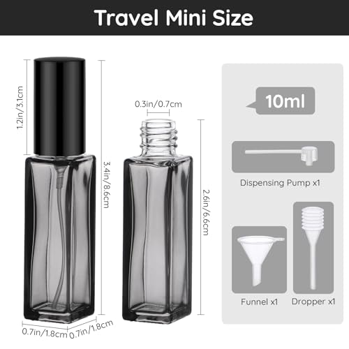 Segbeauty 5 Packs Travel Perfume Bottle Refillable, 10ML Mini Portable Glass Spray Bottles Atomizer, Empty Cologne Sample Dispenser with Funnel and Pipette, Perfume Making Kit Toiletries Container - color: Mixed, style: Mini Bottles