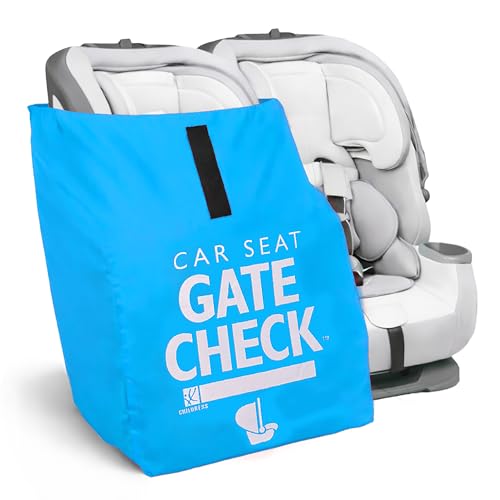 J.L. Childress Gate Check Travel Bag for Car Seats - Car Seat Travel Bag for Airplane, Includes AIRTAG Holder, Fits All Baby Carriers, Infant Carriers & Child Booster Seats - Neon Blue - color: Neon Blue, style: Original