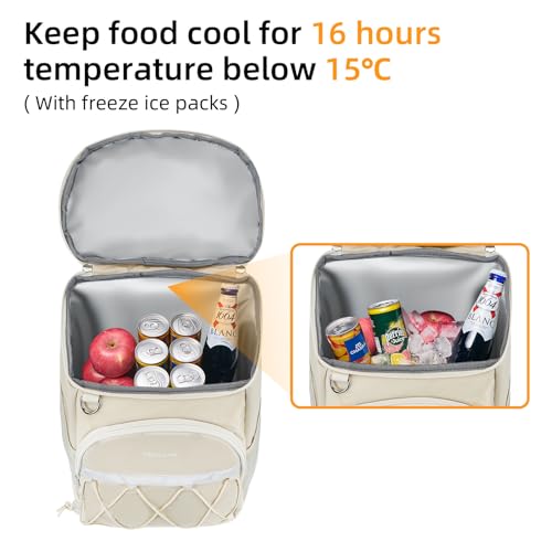 Backpack Cooler Backpack 26 Cans Insulated Leak Proof for Women Men Beach Camping Picnic Fishing Hiking Lunch Backpack Waterproof Cooler - color: Beige, size: Medium