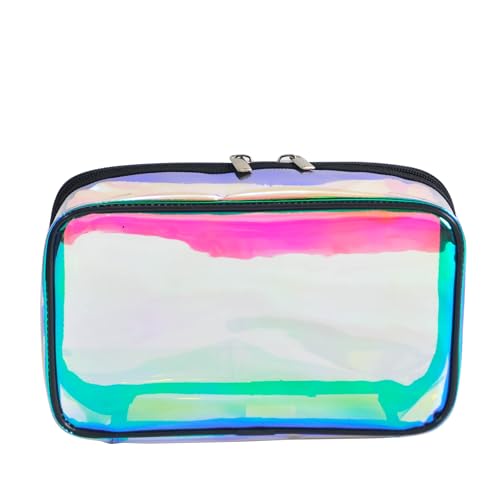 Iridescent TPU Travel Cosmetic Makeup Bag Holographic Clear Makeup Kit Organizer Pouch Waterproof Toiletry Organizer Case - color: Iridescent