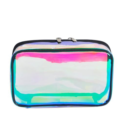Iridescent TPU Travel Cosmetic Makeup Bag Holographic Clear Makeup Kit Organizer Pouch Waterproof Toiletry Organizer Case - color: Iridescent