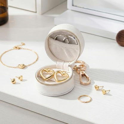 Portable Ring Holder Keychain, Mini Sports Jewelry Holder Box, Small Travel Ring Earring Stud Necklace Storage Case (White) - color: White