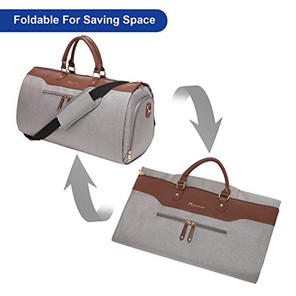 Modoker Convertible Garment Bag with Shoulder Strap, Carry on Garment Duffel Bag for Men Women - 2 in 1 Hanging Suitcase Suit Travel Bags, Caramel - color: Caramel