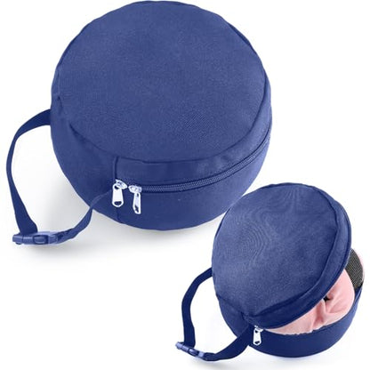1 Pcs Travel Neck Pillow Bag Compact Travel Neck Carrying Case Bag for Airplane Train Journey Quick Release Clasp Attaches to Luggage Purse Backpack, Pillow Not Included(Blue) - color: Blue