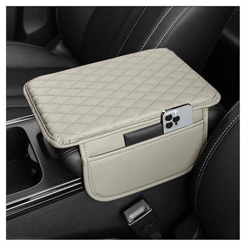 Stacool Upgraded Car Center Console Cover,Microfiber Leather Car Armrest Cover Cushion with 2 Storage Bags,Universal Car Armrest Storage Box (Light Beige) - color: Light Beige