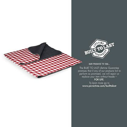 ONIVA - a Picnic Time brand Blanket Tote Outdoor Picnic Blanket, Beach Blanket, Camping Blanket 59x51 inches - color: Red Check With Gray