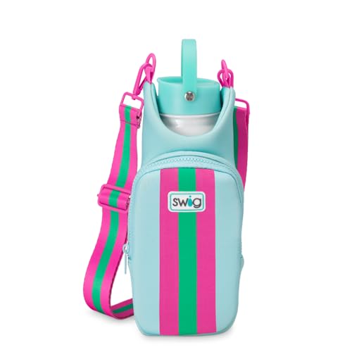 Swig Life Water Bottle Sling Bag, Water Bottle Holder with Adjustable Strap, Carrier Bag with Zippered Phone Pocket, Holds 36oz (Prep Rally) - color: Prep Rally