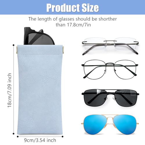 Sightor Sunglass Case, 2 Pcs Soft Eyeglass Cases for Women Portable Squeeze Top Leather Glasses Pouch - color: Rose, Blue