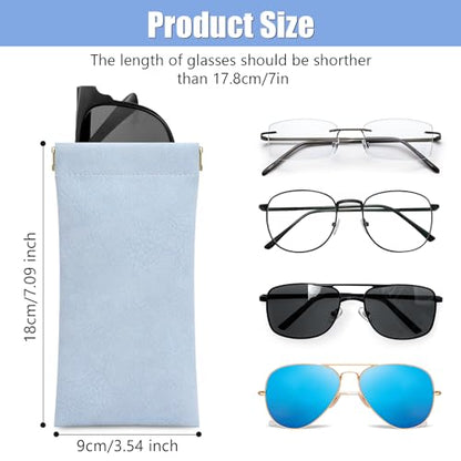 Sightor Sunglass Case, 2 Pcs Soft Eyeglass Cases for Women Portable Squeeze Top Leather Glasses Pouch - color: Rose, Blue