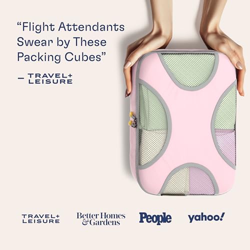 Shacke 8 Set Packing Cubes for Travel – Complete Luggage Organizer Set with Laundry, Shoe, Toiletry & Accessories Bag, Suitcase Travel Organizer (Petal Pink) - color: 8 Set - Petal Pink, size: Set of 8