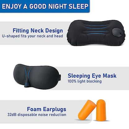 Ultralight Inflatable Camping Travel Pillow - Inflatable Pillow for Neck Lumbar Support,Upgrade Backpacking Pillow,Travel Air Pillows for Camping,Hiking,Backpacking,Press Inflate (Black)