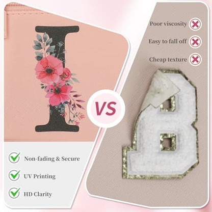 OCHEAL Initial Makeup Bag,Monogram Make up Bag Pink Travel Makeup Organizer Case Beauty Toiletry Cosmetic Bag with Brush Holder, Trendy Stuff Personalized Gifts for Women and Girls-I - color: Pink, style: I