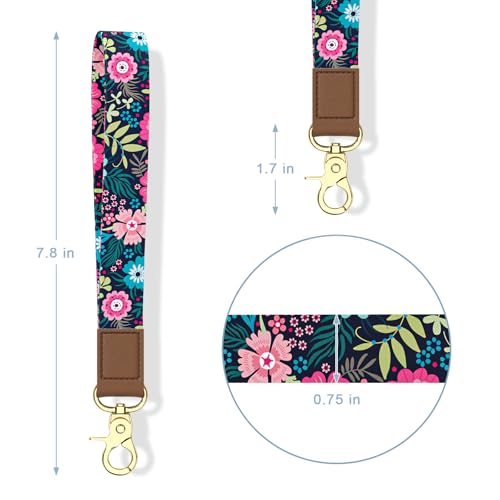 Aiawoxc Credit Card Holder, Small RFID Wallet Slim Leather Card Organizer Case with Zipper and Wristlet Strap, Elegant Flowers - color: B-Elegant Flowers, size: Wrist Strap