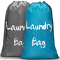 2 Pack XL Travel Laundry Bags for Dirty Clothes - Extra Large Heavy Duty Drawstring Laundry Bag Holds 4 Loads - Cruise Ship, Camping, Road Trip, Vacation Essentials Must Haves 2025 2026 - color: Gray + Sky Blue