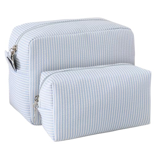 2pcs Makeup Bag Travel Toiletry Bag for Women Lightweight Make Up Bag Purse Organizer Pouches Large Cosmetic Bag Small Makeup Pouch Medicine Bag Travel Essentials for Women Light Blue - color: light blue