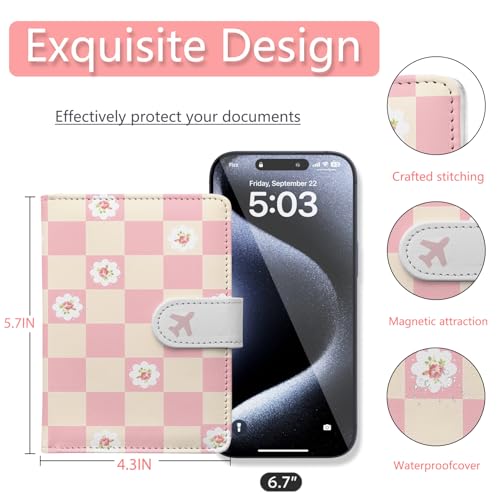 Passport Holder, Travel Wallet Cover with Pen Loop | Cute RFID Blocking Leather Case with Magnetic Closure for Travel Essentials-Sweet - color: M-Sweet